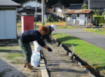 肥料散布、花壇の耕運