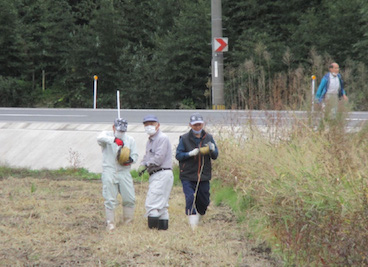 水田鳥獣害防止電気柵撤去
