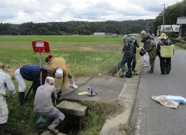 水田鳥獣害防止電気柵撤去