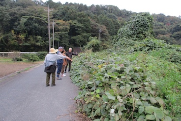 広場の清掃と道路の草刈り前の点検